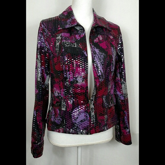 Lark Lane Jackets & Blazers - Lark Lane Purple Pink and Black Shiny Jacket sz 8